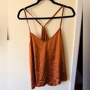 Satin Rust V-Neck Camisole with Strappy Back